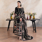 Black Dhanak Luxury Embroidered 3-Piece Winter Suit – DE-6522