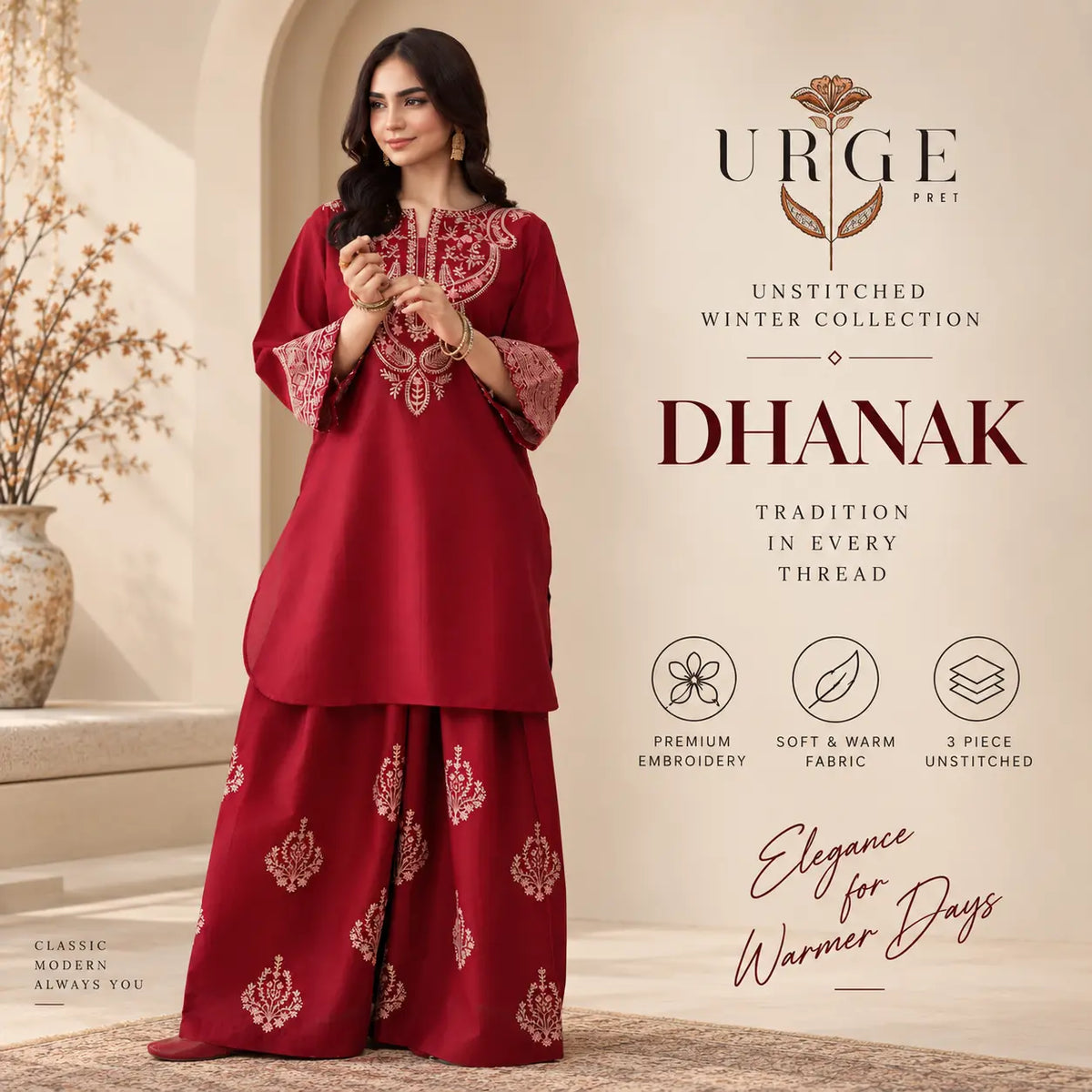 Embroidered Dhanak 2 Piece Unstitched Winter Suit | Riwaayat Studio