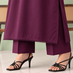 Dhanak Embroidered 2-Piece Winter Suit – Maroon & Purple | DE-6206