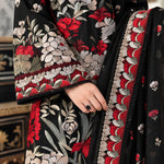 Black Dhanak Luxury Floral Embroidered 3-Piece Winter Suit – DE-6209