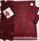 Dhanak Luxury Embroidered 3-Piece Unstitched Winter Suit – DE-4142