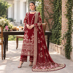 Luxury Dhanak Embroidered 3-Piece Winter Suit – DE-6124 | Black & Red