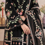 Black Dhanak Luxury Embroidered 3-Piece Winter Suit – DE-6522