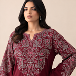 Dhanak Embroidered 2-Piece Winter Suit – Maroon & Purple | DE-6206