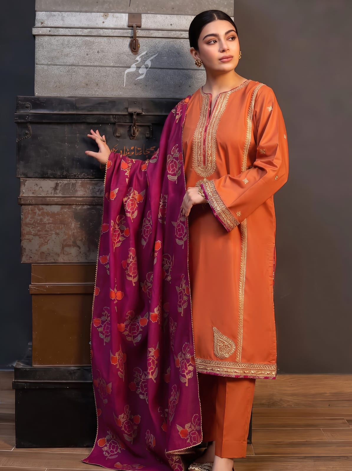 Zara Shahjahan DE-4218 — Luxury Dhanak 3-Piece Suit