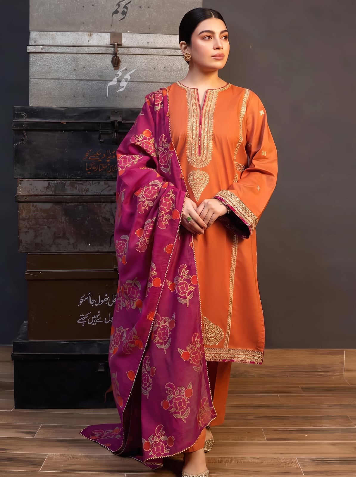 Zara Shahjahan DE-4218 — Luxury Dhanak 3-Piece Suit