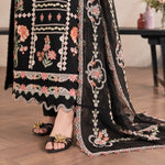 Black Dhanak Luxury Embroidered 3-Piece Winter Suit – DE-6522